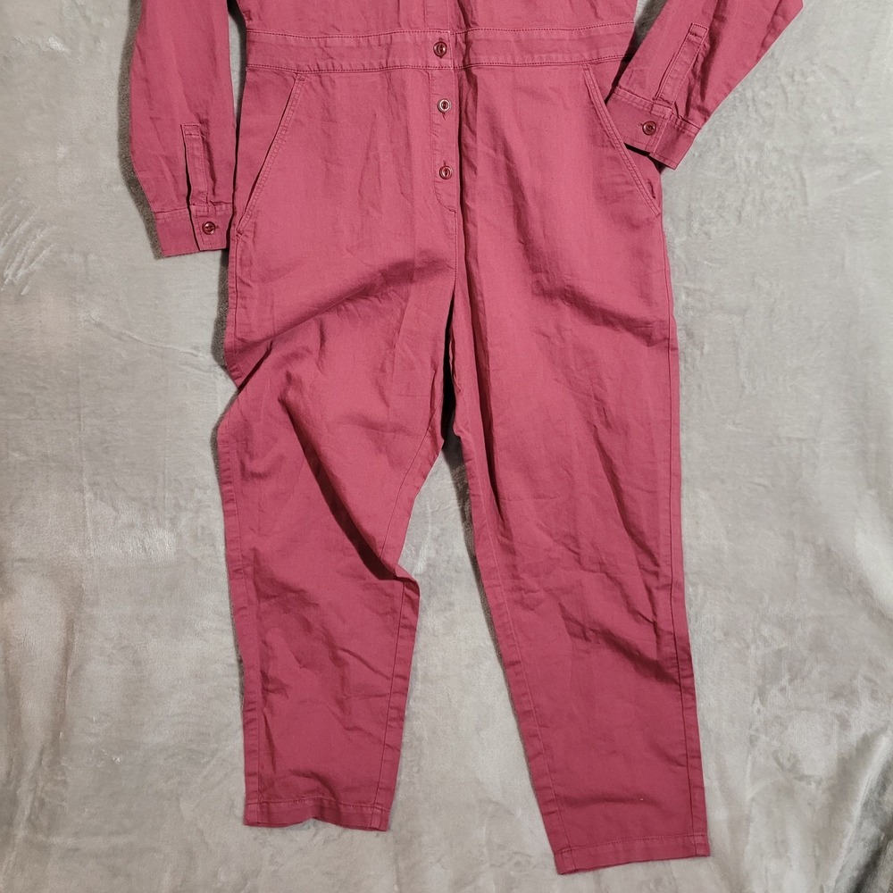 Outerknown S.E.A. Long Sleeve Organic Cotton Linen Jumpsuit Sz M Wine Coverall - Picture 4 of 11